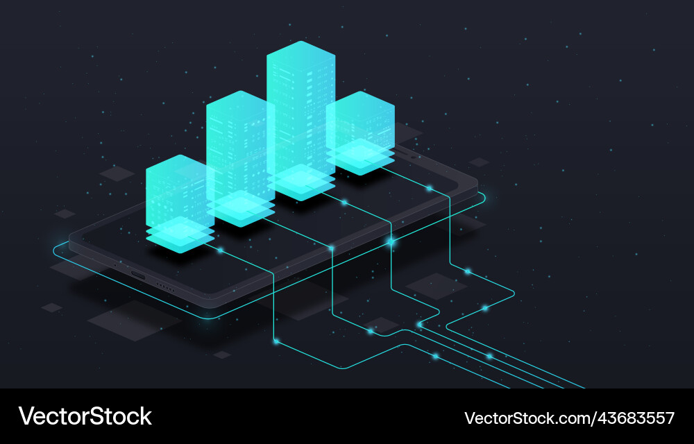 Networking and data processing Networking and data processing vector image