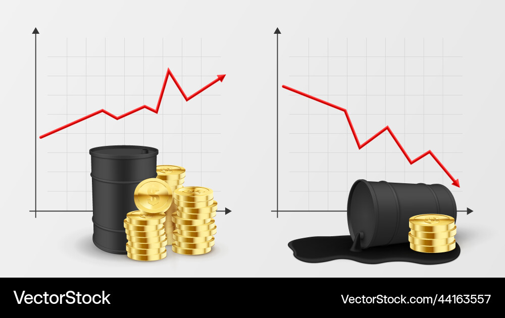 Oil price dynamic increase and decline arrow graph Vector Image
