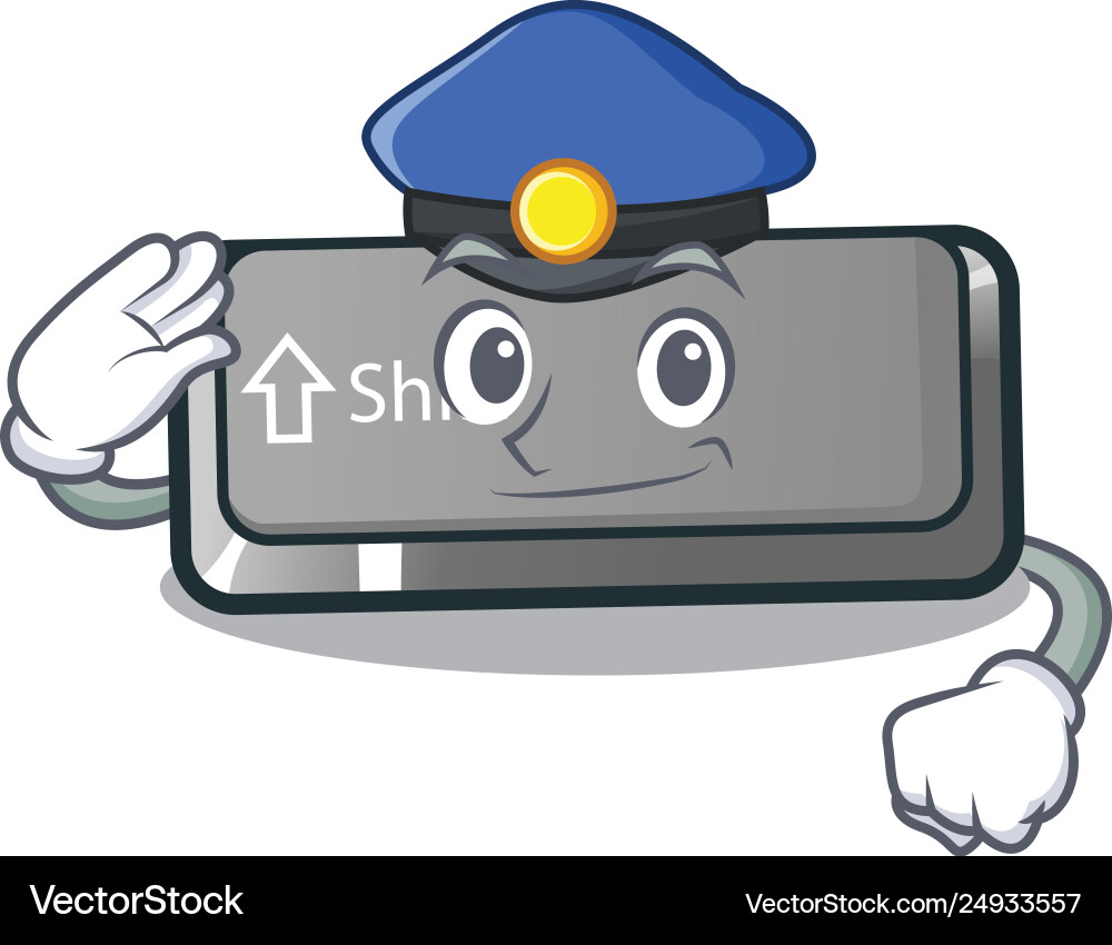 Police button shift isolated with character Police button shift isolated with character Vector Image