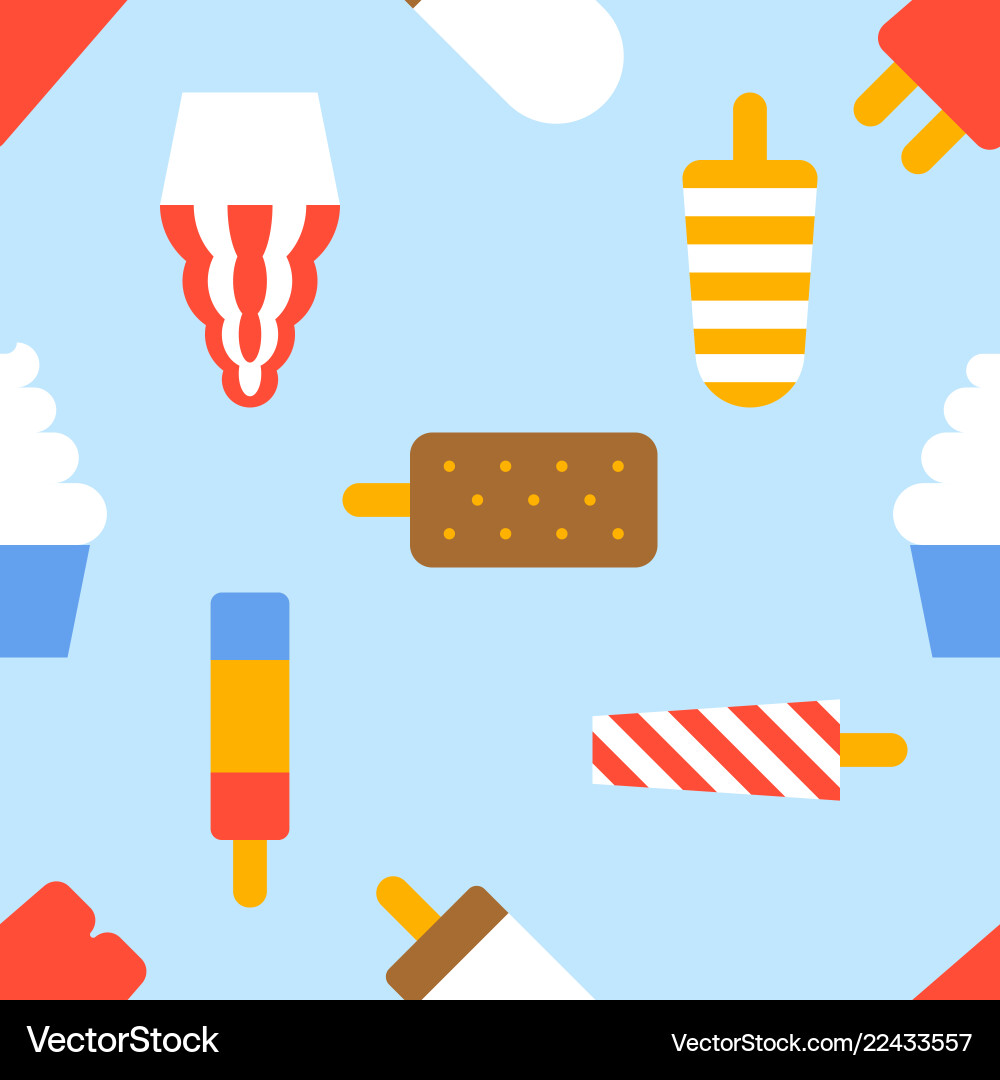 Popsicle ice cream seamless pattern flat design vector image