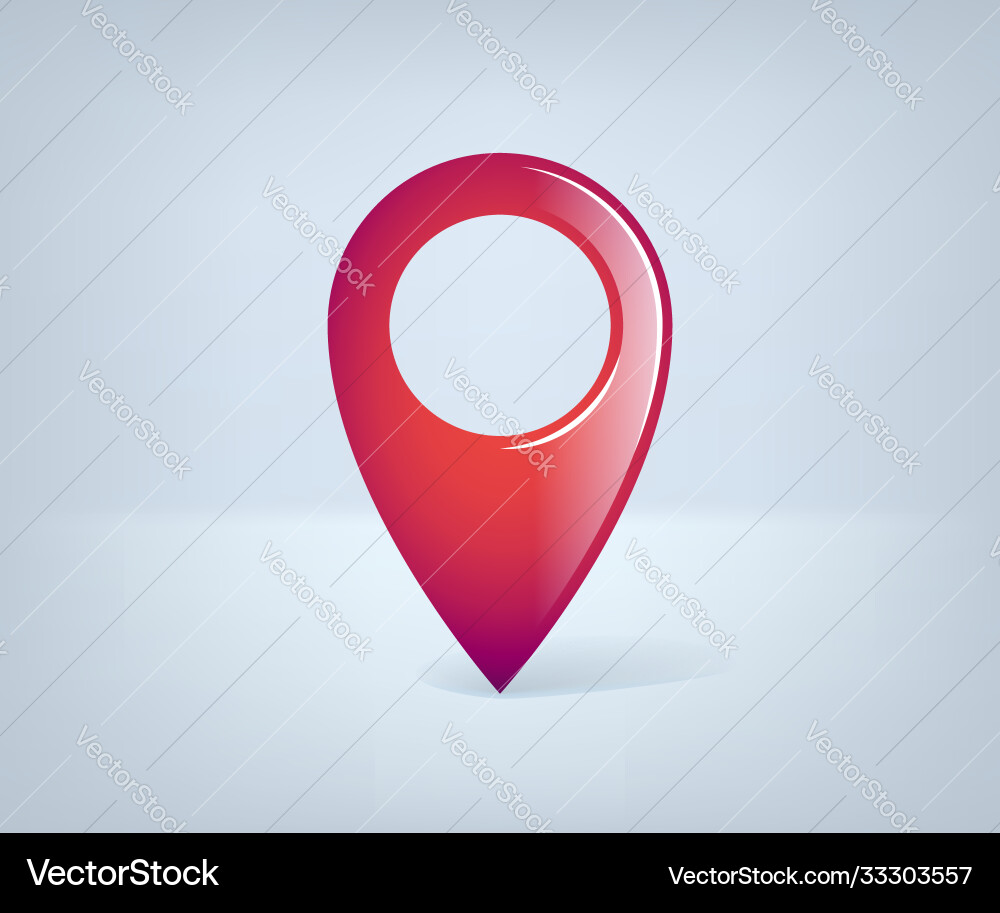 Red GPS Pointer Icon - Location Point vector image