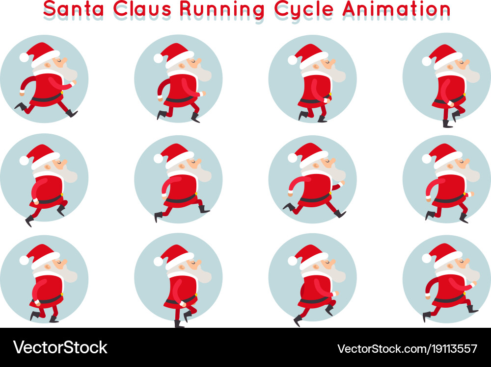 Running Santa Claus Animation Vector Image