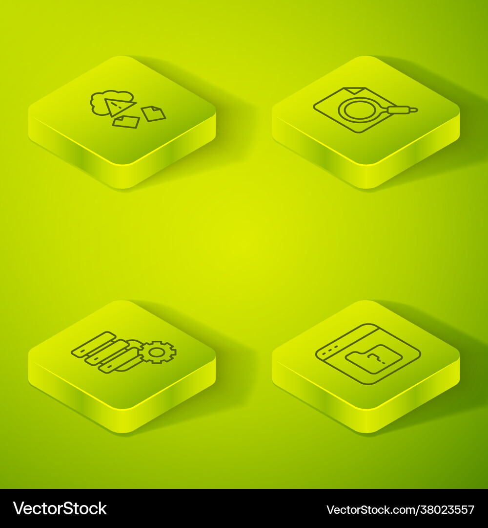 Set isometric line search concept with folder Set isometric line search concept with folder vector image