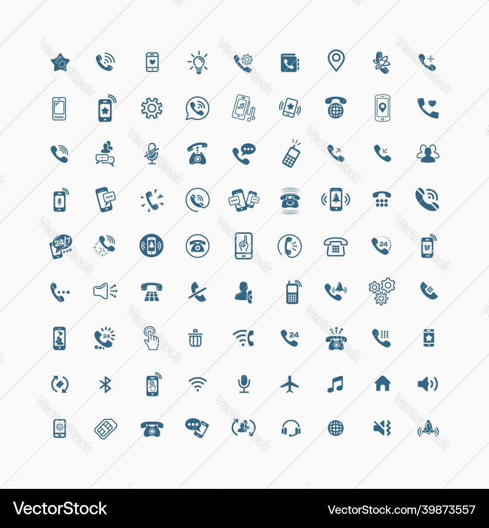 Set von verschiedenen Icons mit Telefon auf weiß Set von verschiedenen Icons mit Telefon auf weiß vektorbild