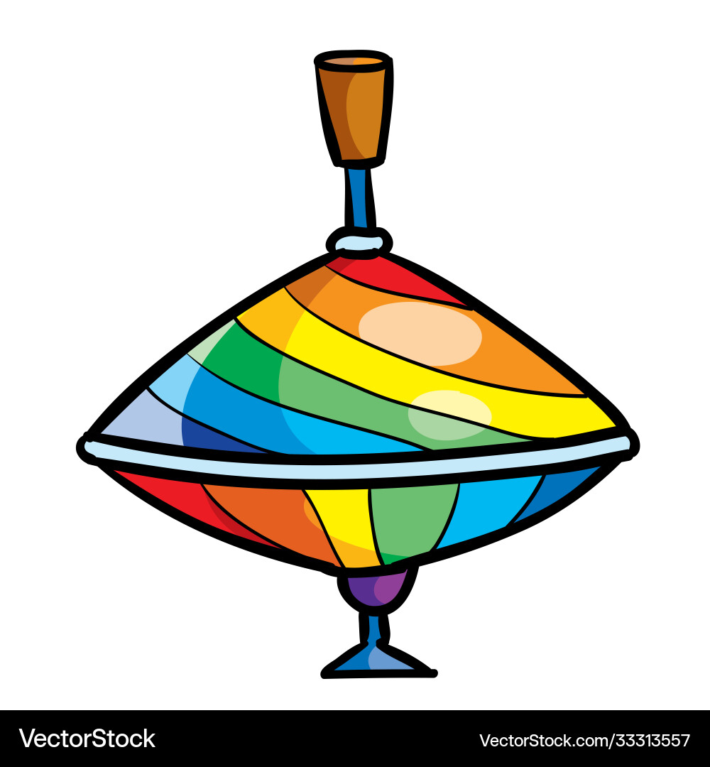 Toy spinning top multicolored isolated object vector image