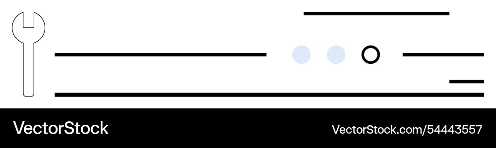 Wrench and horizontal lines with dots circles Vector Image