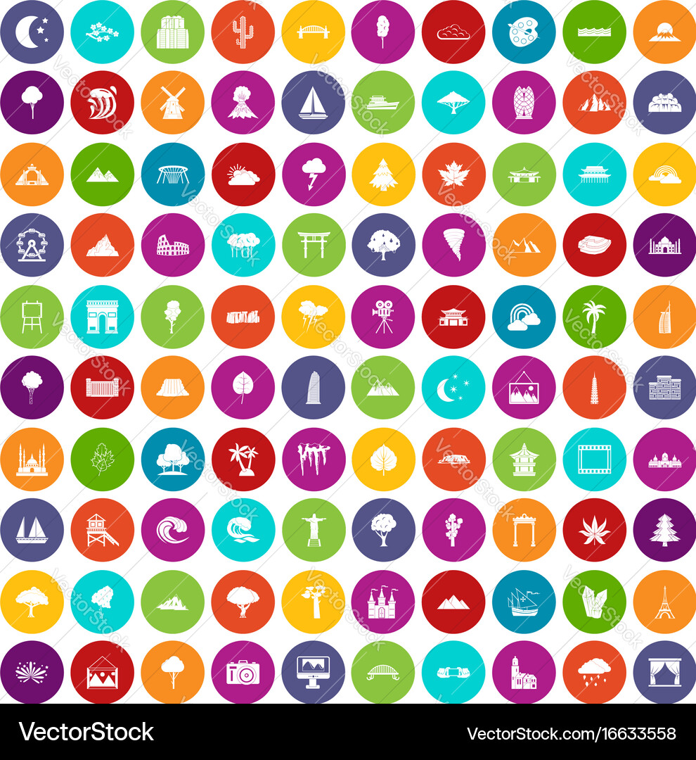 100 view icons set color Vector Image
