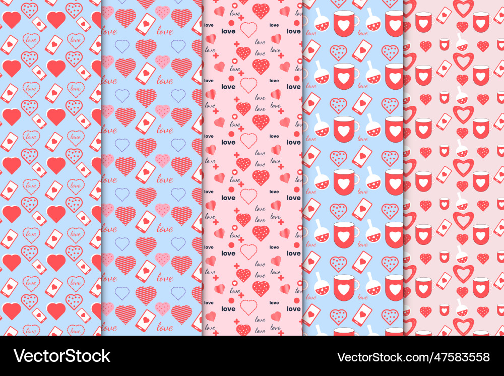 Abstract love pattern elements for wrapping Vector Image