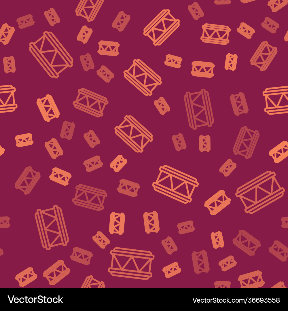 Brown line drum icon isolated seamless pattern Brown line drum icon isolated seamless pattern Vector Image