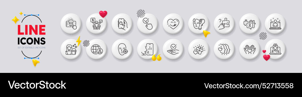 Checkbox teamwork and approved line icons Checkbox teamwork and approved line icons vector image