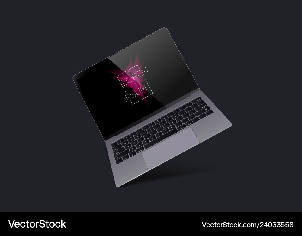 Dark Grey Laptop with Blank Screen Vector Image