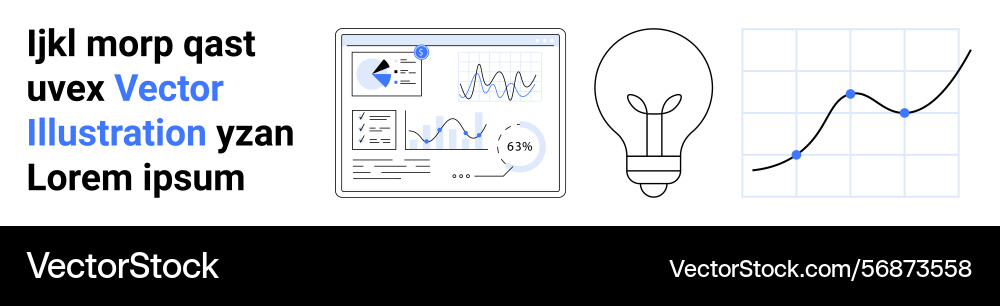 Datenanalyse Dashboard mit graph lightbulb Datenanalyse Dashboard mit graph lightbulb Vektorbild