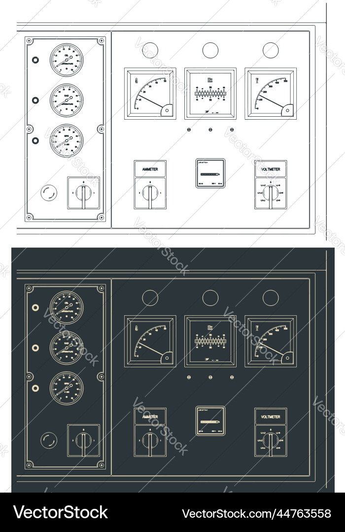 Diesel generator control panel drawings vector image