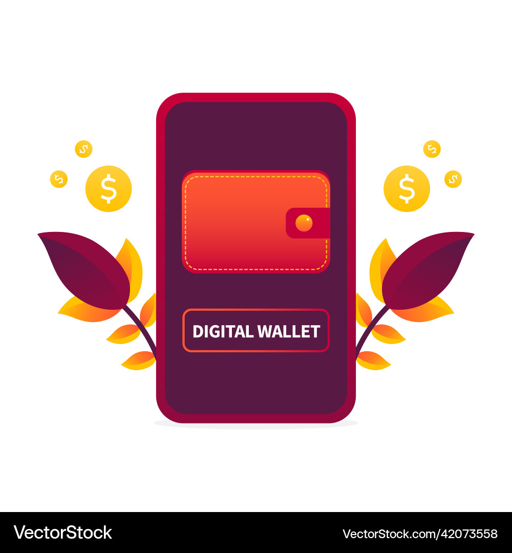 Digital wallet mobile app smartphone application Digital wallet mobile app smartphone application vector image