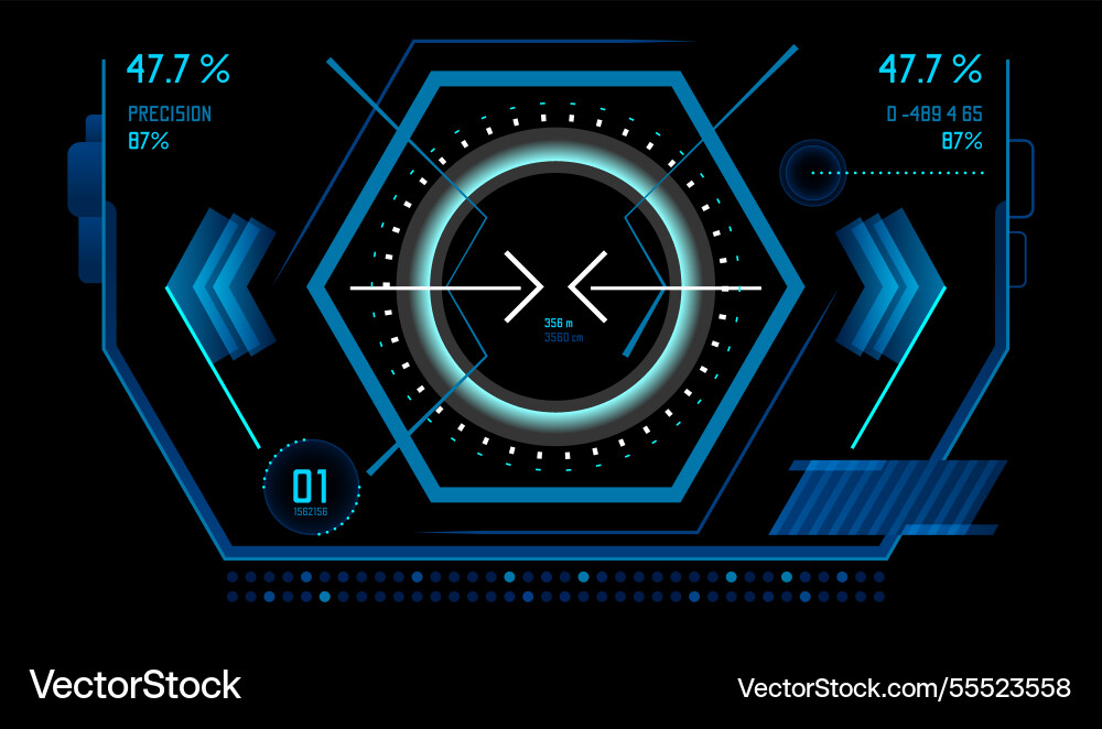 Futuristic heads up display interface showing data Vector Image
