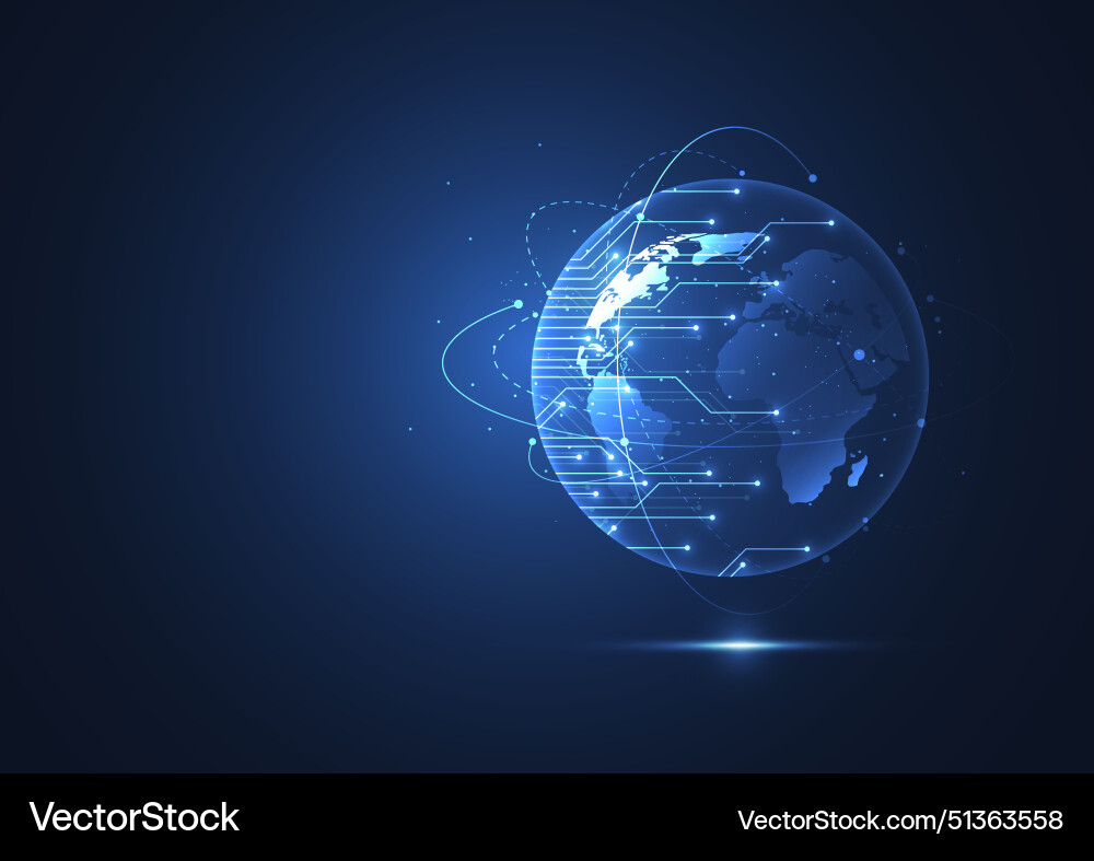 Global Network Connection - World Map vector image