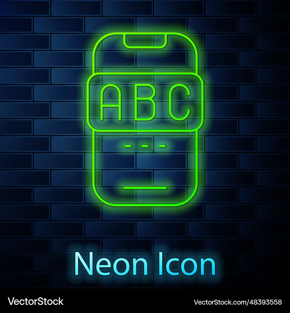 Glowing neon line e-learning of different foreign Glowing neon line e-learning of different foreign vector image