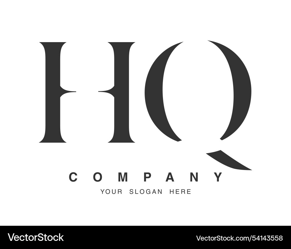 Hq logo design initial letter h and q serif font vector image