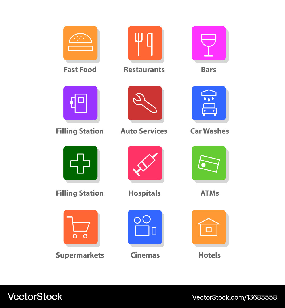 Navigation flat icons set vector image