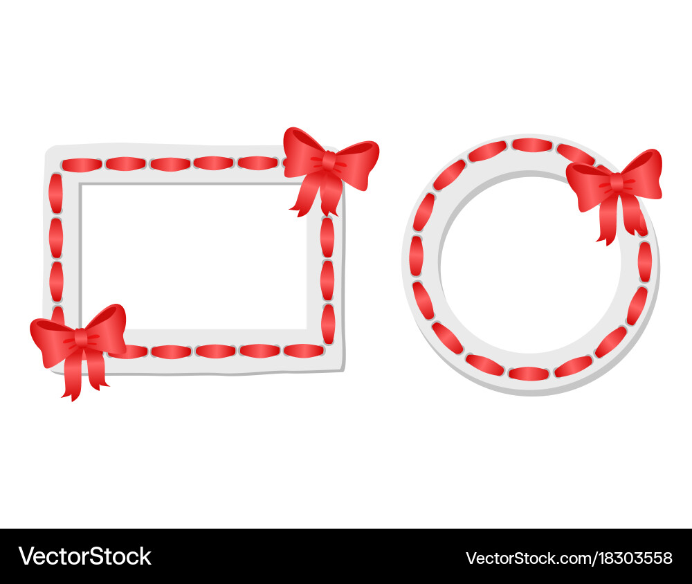 Round and rectangular frames with red tape bow vector image