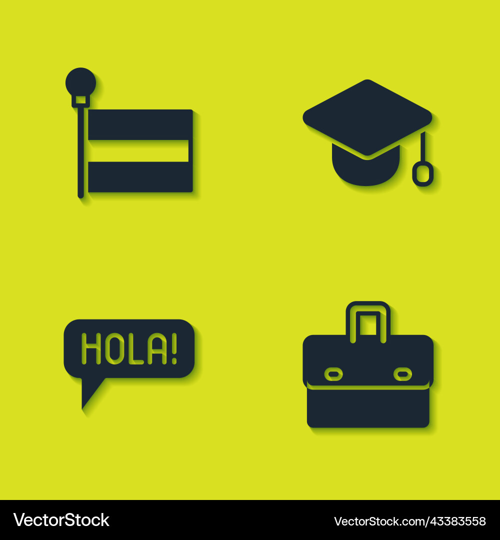 Set flag briefcase hola in different languages Set flag briefcase hola in different languages vector image