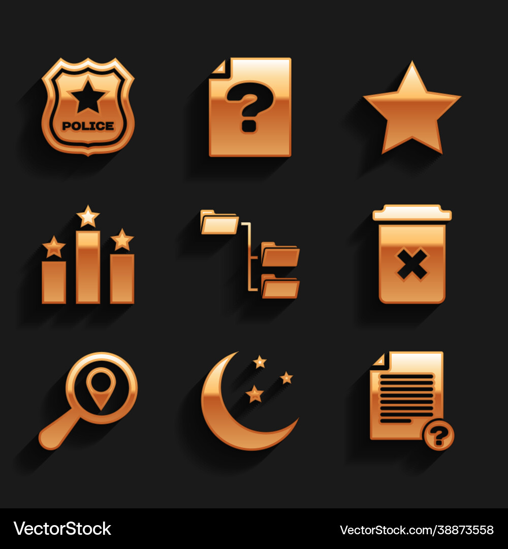 Set folder tree moon and stars unknown document Vector Image