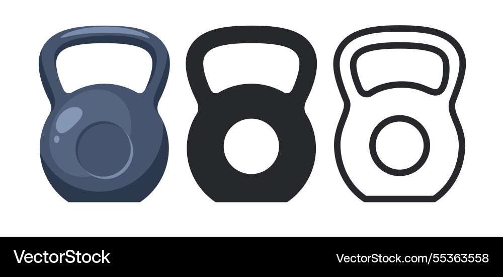 Set kettlebells icons black silhouette line Set kettlebells icons black silhouette line vector image