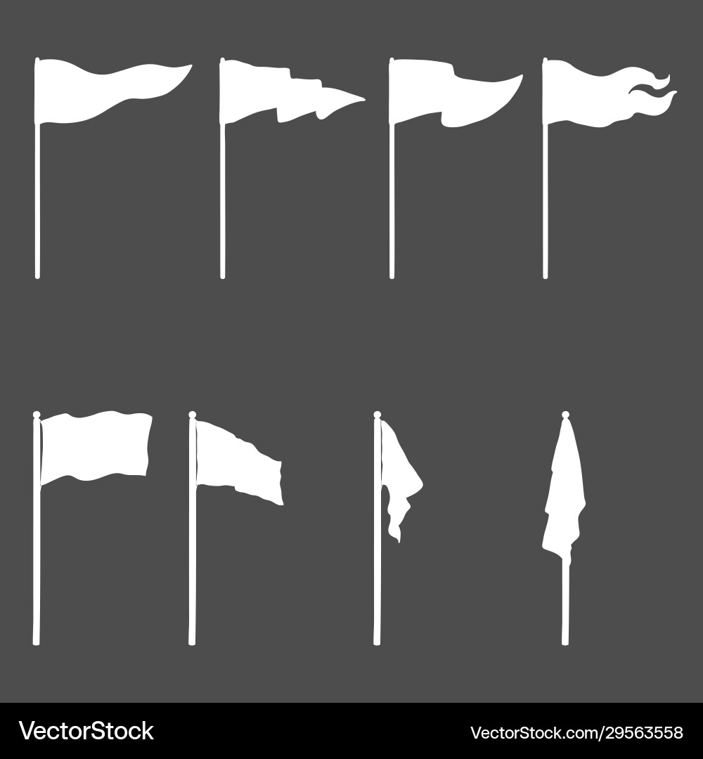 Set whitesilhouettes flags Set whitesilhouettes flags vector image