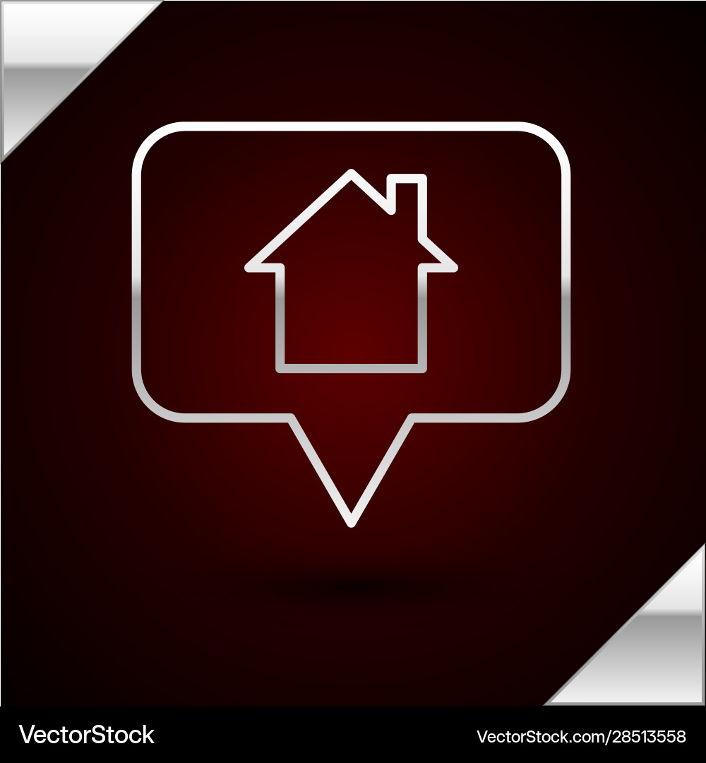 Silver line map pointer with house icon isolated vector image