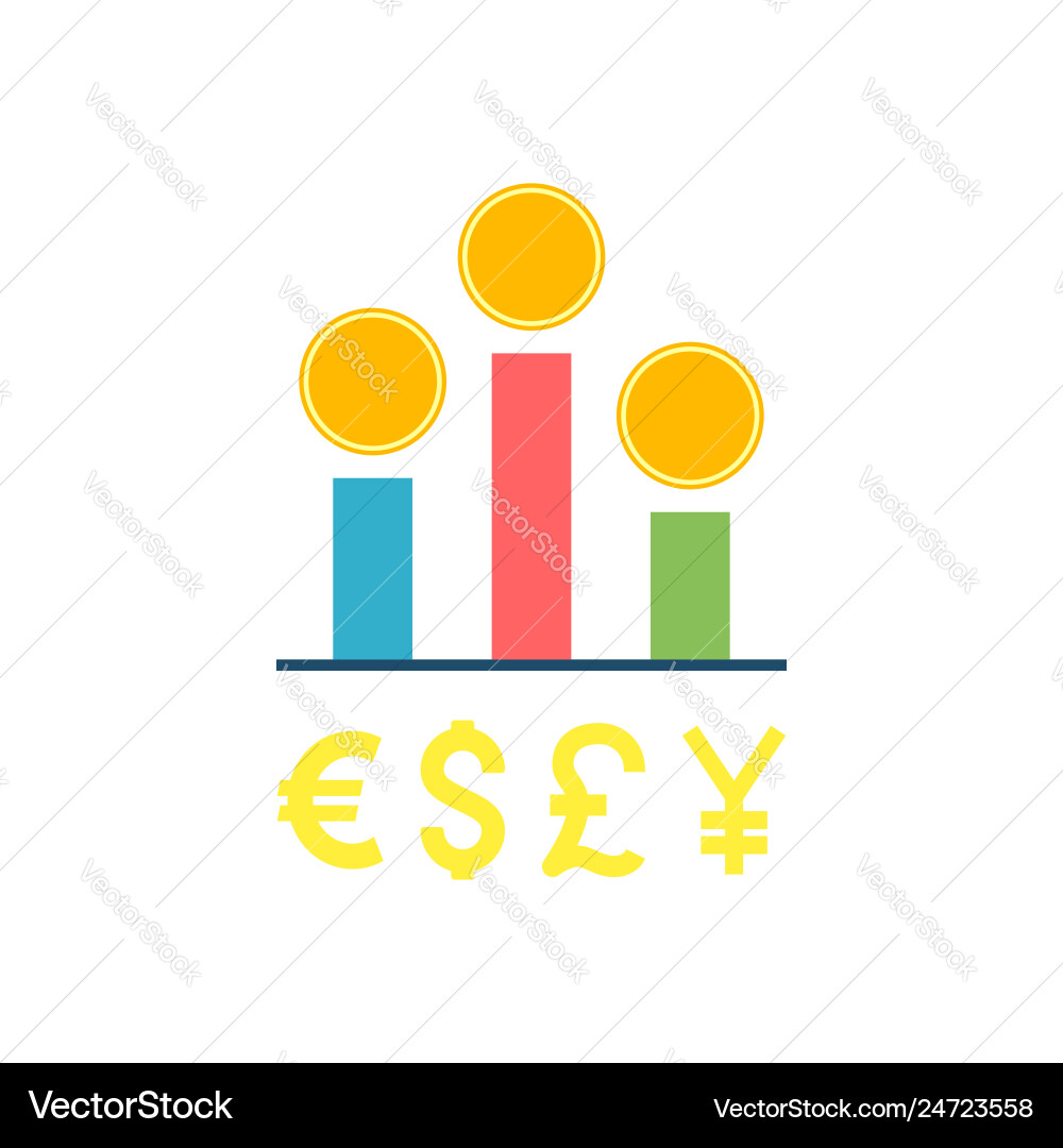 Statistic chart with coins flat icon Statistic chart with coins flat icon vector image