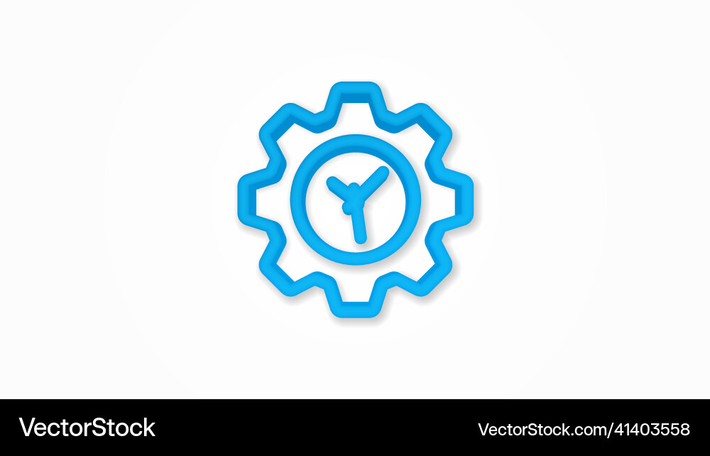 Time setup clock in gear realistic icon 3d line Time setup clock in gear realistic icon 3d line vector image