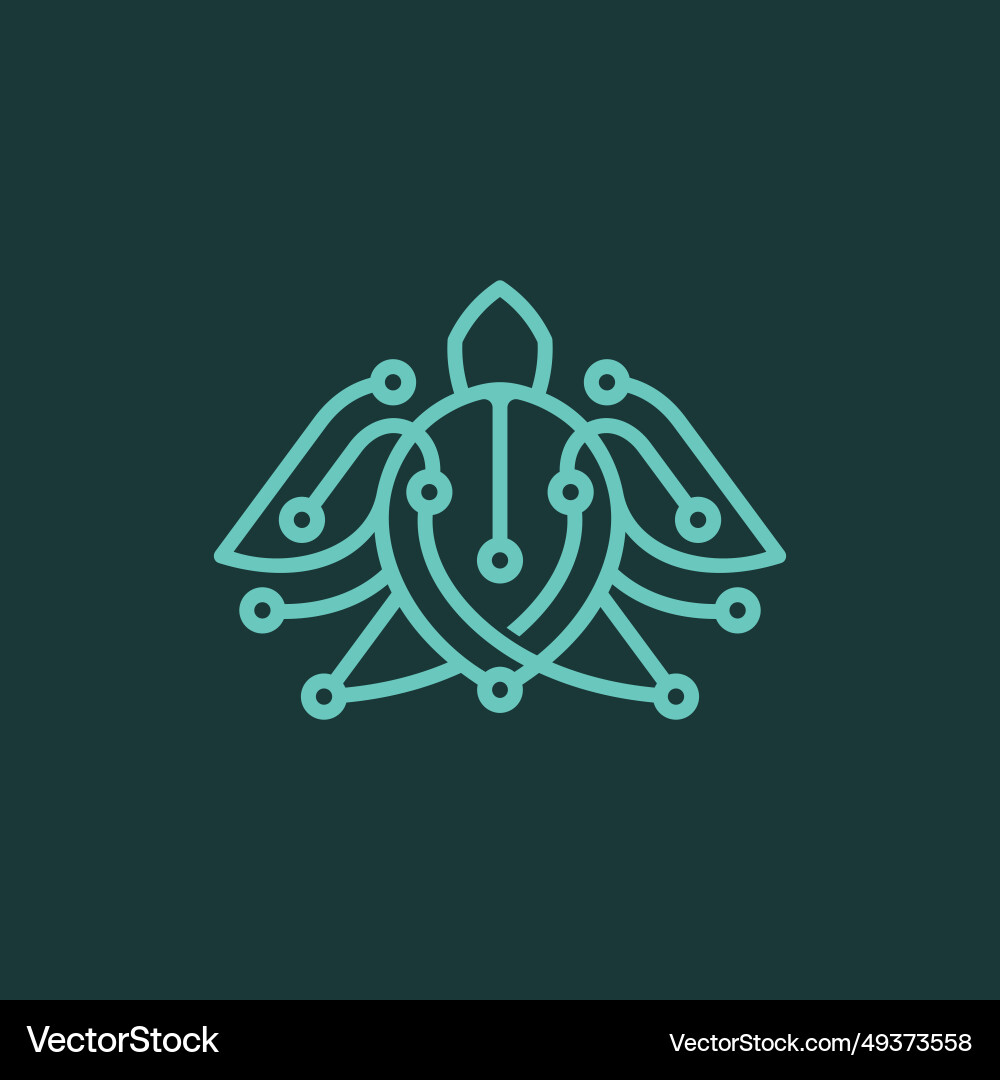Turtle circuit modern logo design line art linear Vector Image