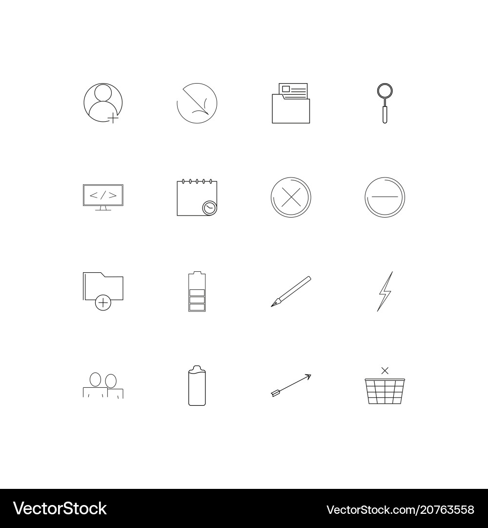 User interface linear thin icons set outlined Vector Image