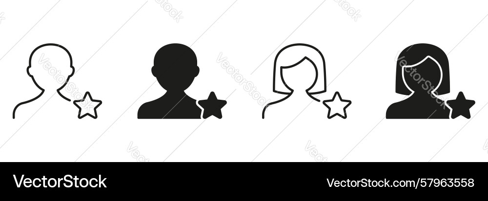 User Profile with Star Rating Icon Set Vector Image