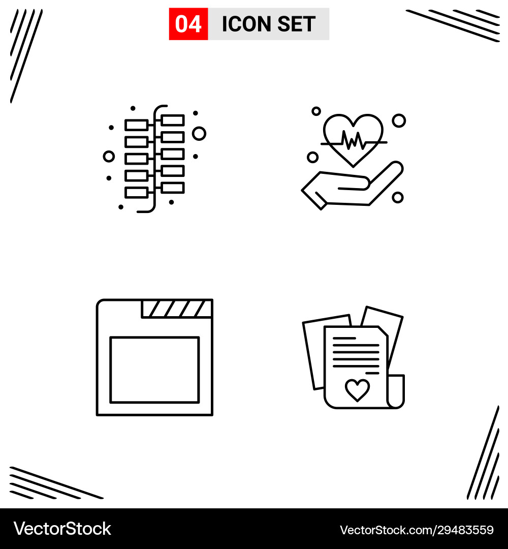 4 icons line style grid based creative outline 4 icons line style grid based creative outline vector image
