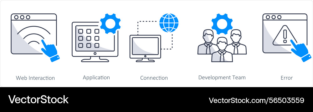 A set of 5 web design icons as interaction vector image