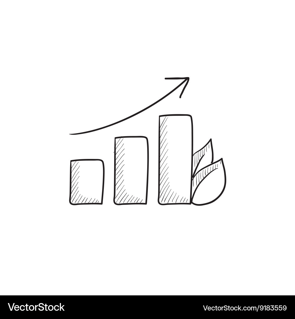 Bar Graph with Leaf Icon Vector Image