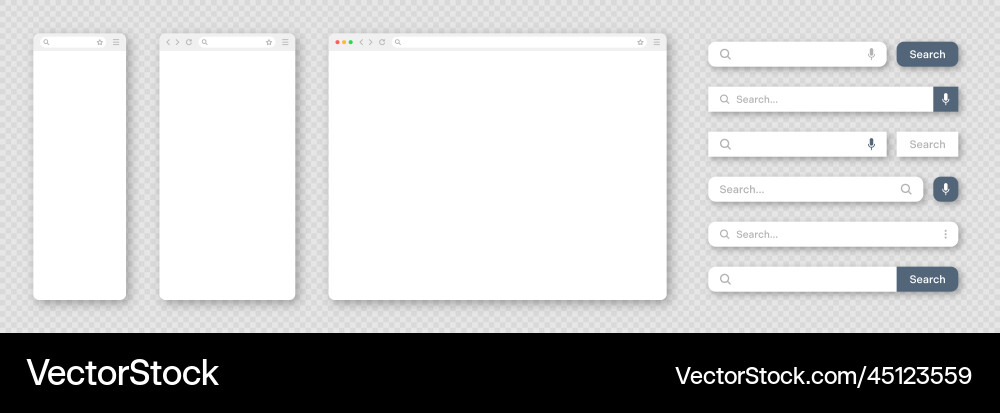 Blank internet browser window with various search Blank internet browser window with various search vector image