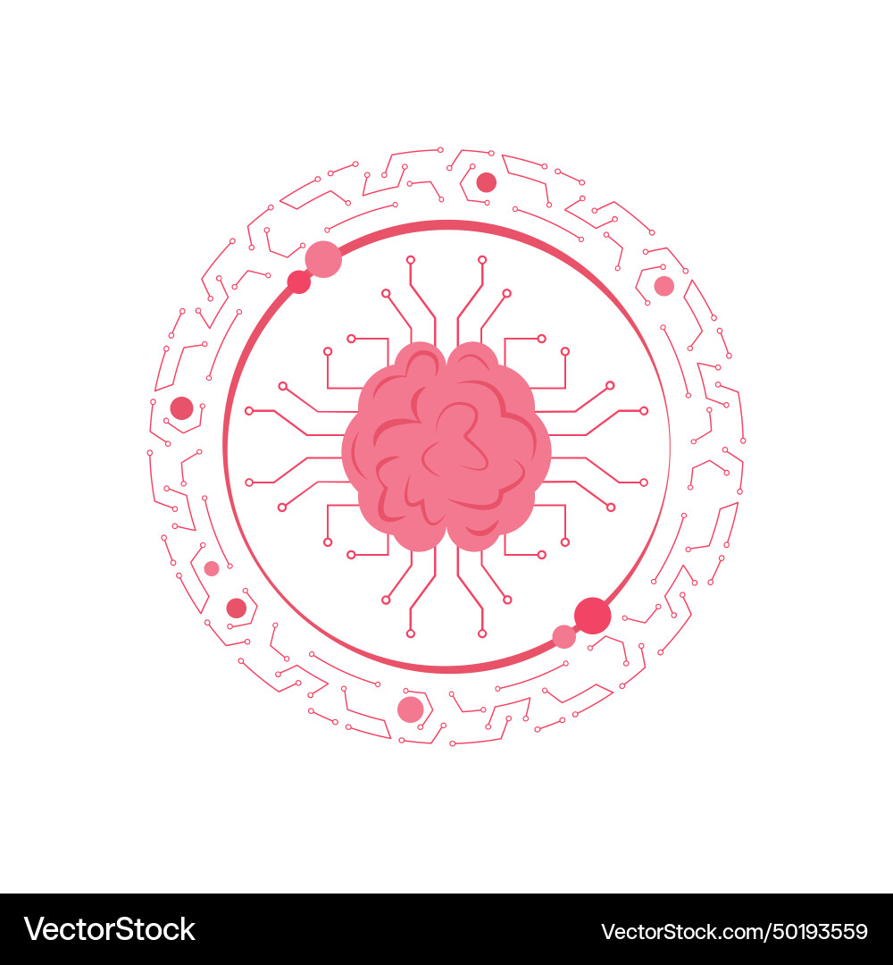 Brain microchip icon with circuits Brain microchip icon with circuits vector image