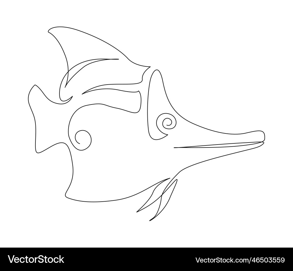 Continuous one line drawing of fish simple Vector Image