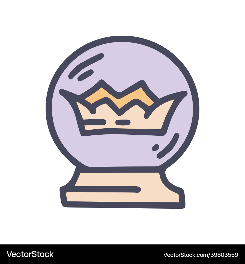 Crystal ball wit crown color doodle simple Crystal ball wit crown color doodle simple vector image