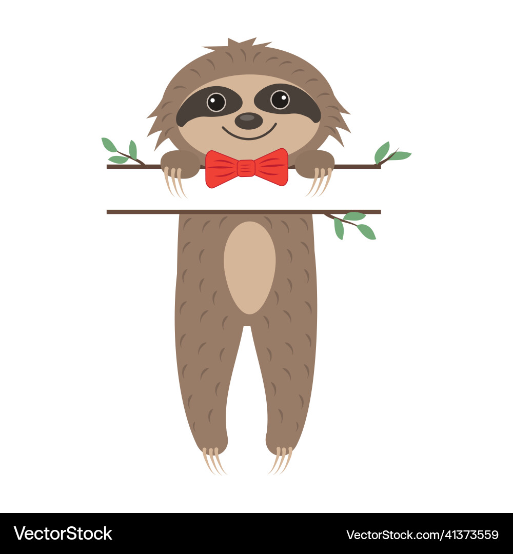 Cute sloth boy character with text separator Vector Image