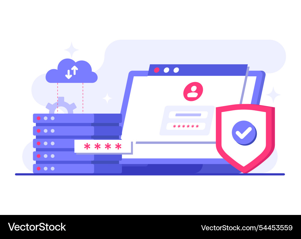 Database protection cyber security data center Database protection cyber security data center vector image