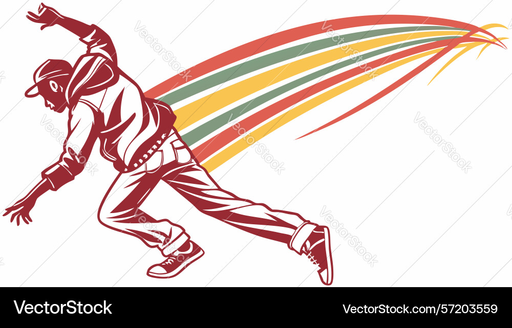 Dynamic person running on a vibrant rainbow path vector image