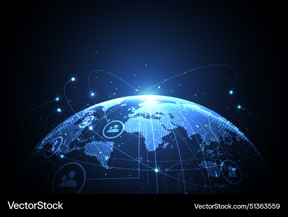 Global network connection world map point Vector Image