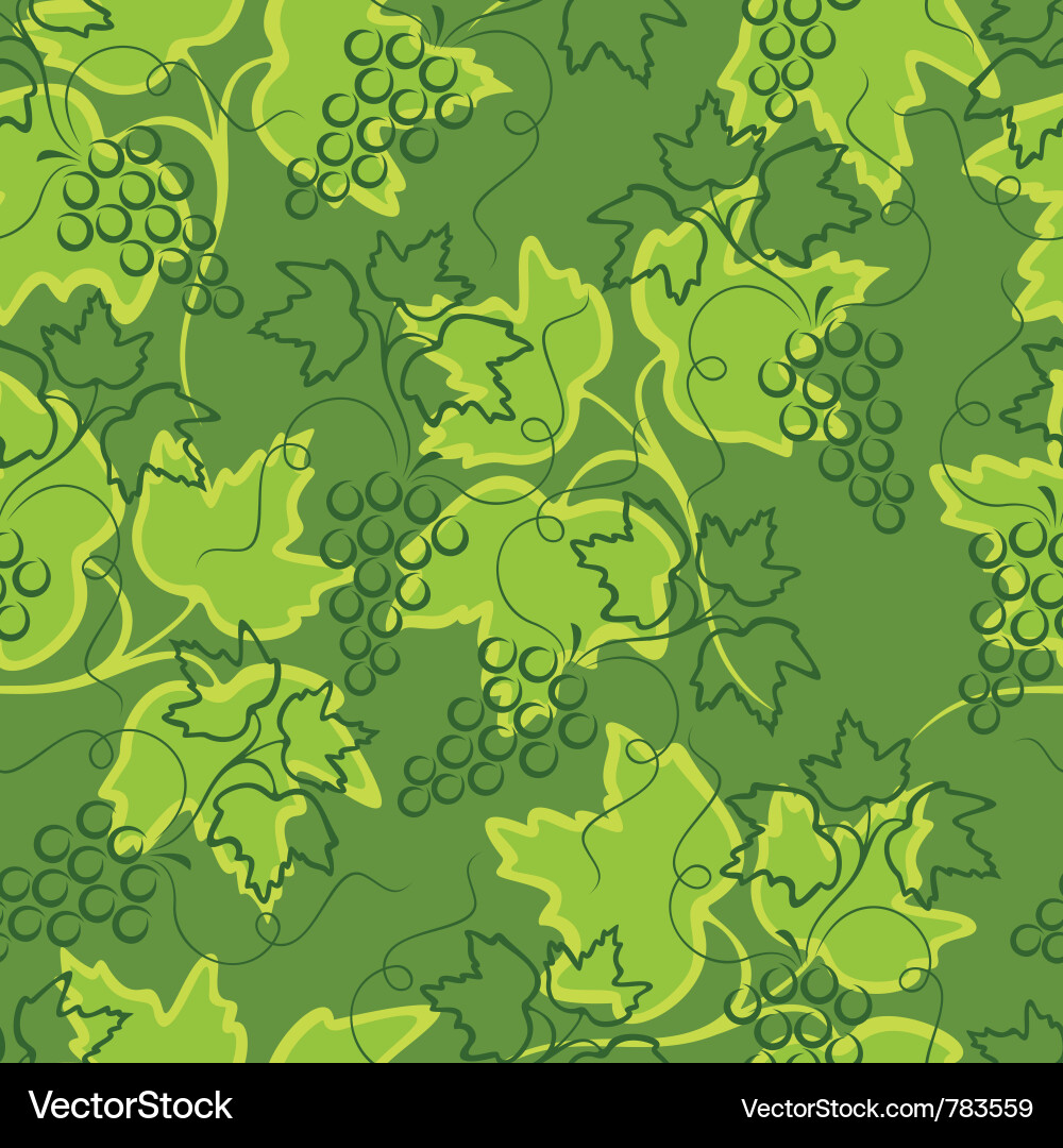 Grape Leaf Seamless Pattern vector image