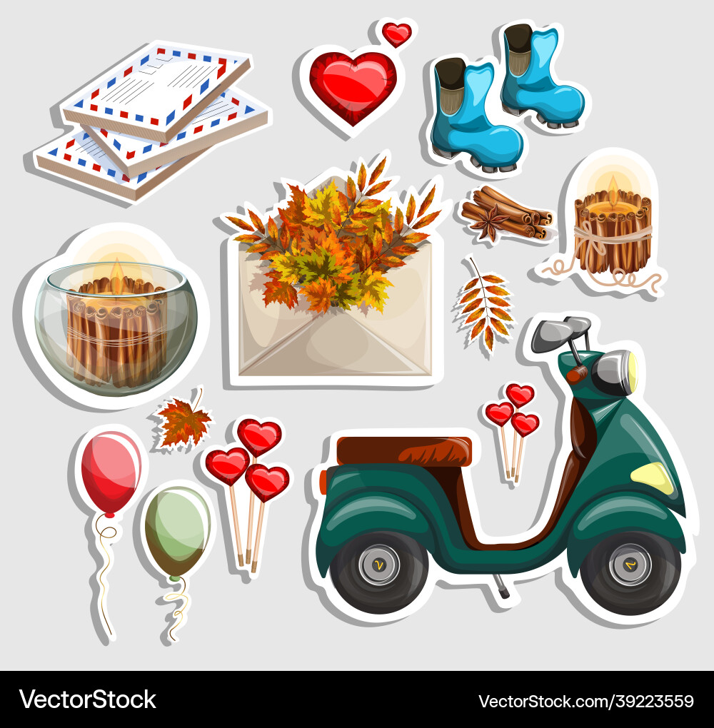 Image of stickers with elements symbolizing Image of stickers with elements symbolizing vector image