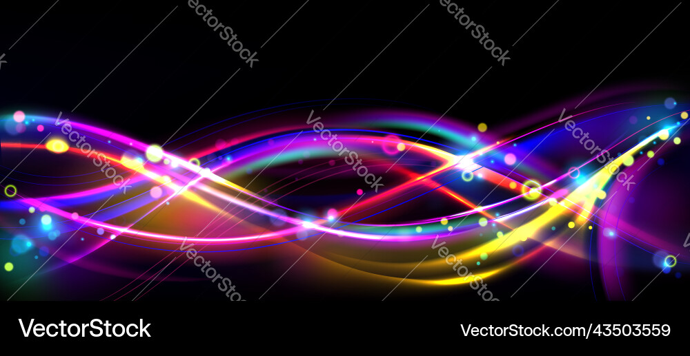 Light effect hologram wave curve colorful lines vector image