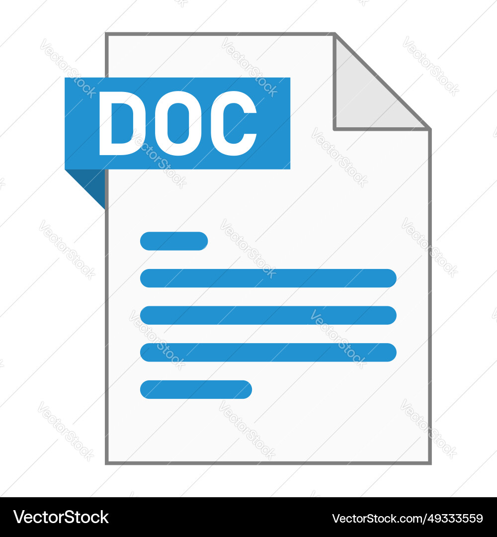 Modern flat design of doc file icon for web Modern flat design of doc file icon for web Vector Image