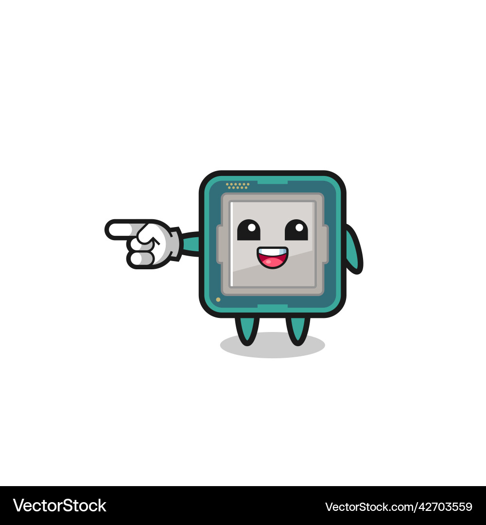 Processor cartoon with pointing left gesture Vector Image